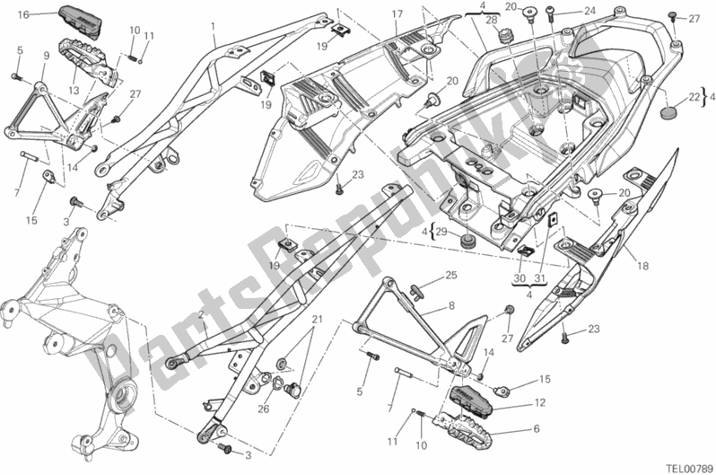 Toutes les pièces pour le Cadre Arrière Comp. Du Ducati Multistrada 1200 ABS Brasil 2014